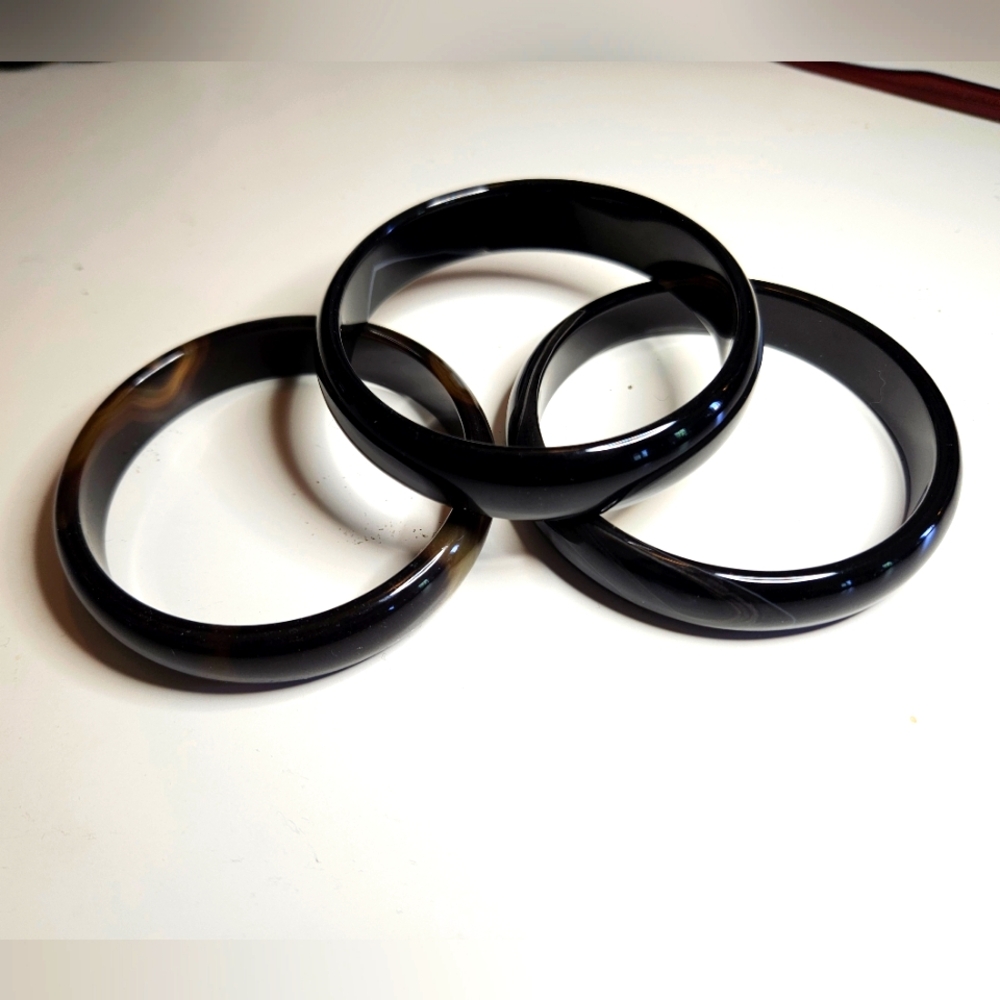 Set of Three banded agate bracelets